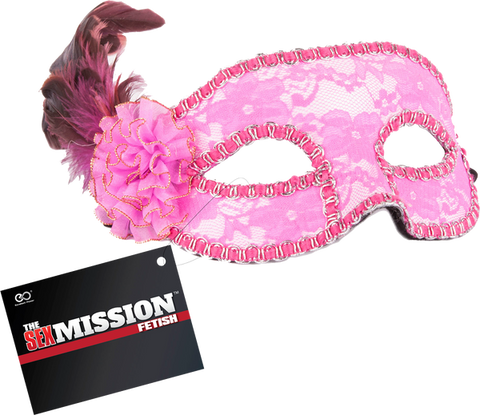 Sex Mission Feathered Masquerade BDSM Play Masks Pink - Masks And Blindfolds