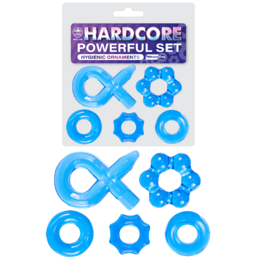 Excellent Power Hardcore Super Stretchy Powerful Cockring Set Blue Stretchy Cock Rings