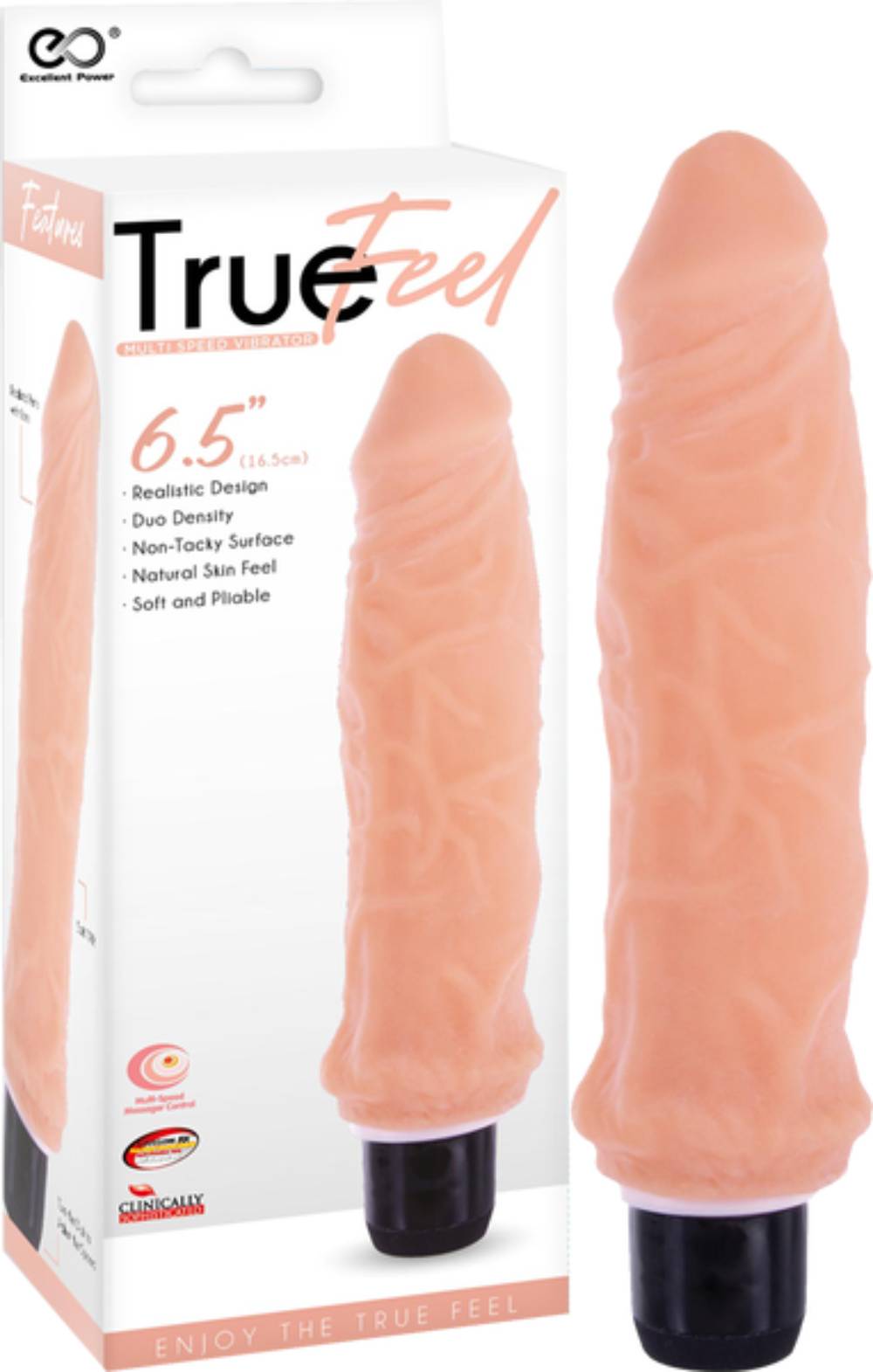 True Feel Ribbed Dual Density Realistic Vibrating Cock 16.5 cm Vibrating Dildos