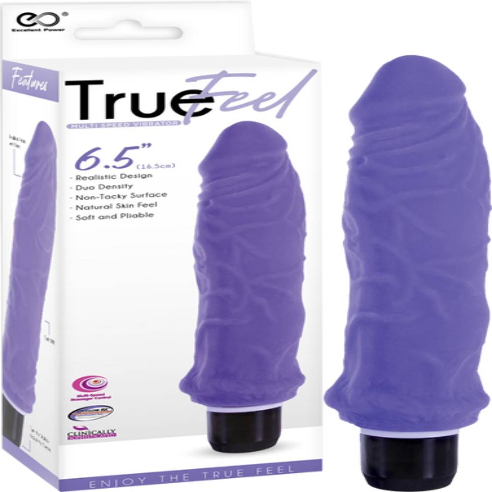 True Feel Ribbed Dual Density Realistic Vibrating Cock 16.5 cm Vibrating Dildos