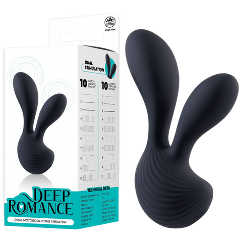 Deep Romance Dual Motors G Spot Silicone Vibrator Black - G-Spot Vibrators