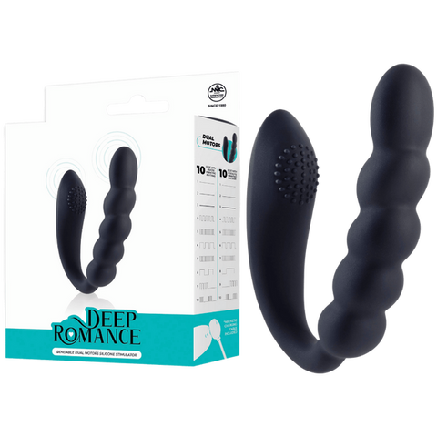 Deep Romance Bendable Dual Motors G Spot Silicone Massager Black - G-Spot Vibrators