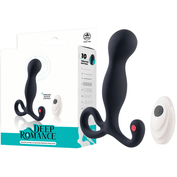 Deep Romance Remote Controlled Silicone Prostate Stimulator Black Prostate Toys