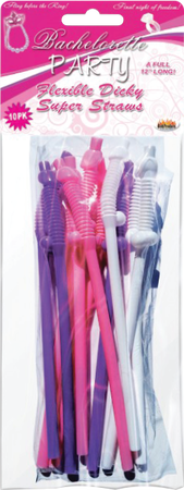 Bachelorette Party Dicky Straws 10 Pack 12 Inch - Party Gifts and Novelties