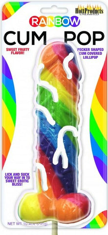 Hott Products Pecker Shaped Cum Covered Rainbow Lollipop - Party Gifts and Novelties