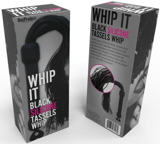 Hott Products Whip It Black Tassel Silicone Tassels Bondage Whip - Whips And Crops