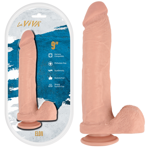 La Viva Elon 9 Inches Harness Compatible Dildo Flesh - Realistic Dildos