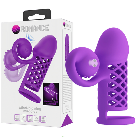 Pretty Love Rechargeable Harden Cock Sleeve Purple - Penis Sleeves and Extenders