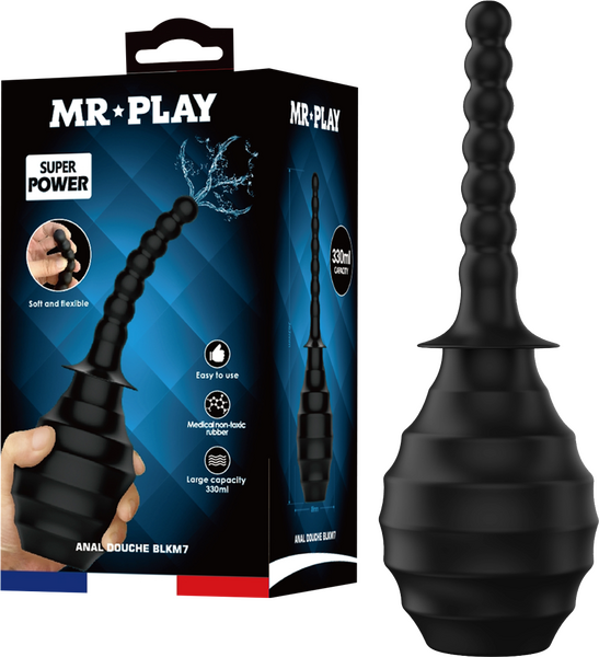 Mr Play Anal Douche BLKM7 With Flexible Nozzle Black Enemas and Douches