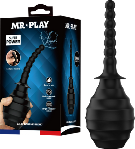 Mr Play Anal Douche BLKM7 With Flexible Nozzle Black - Enemas and Douches