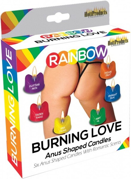 Rainbow Burning Love 6 Sexy Anus Shaped Candles Party Gifts and Novelties