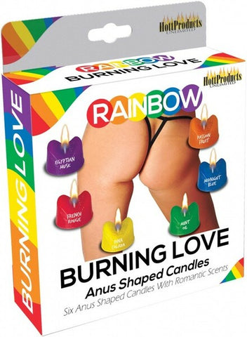 Rainbow Burning Love 6 Sexy Anus Shaped Candles - Party Gifts and Novelties