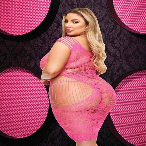Lapdance Lingerie Lace Cut Out Sexy Mini Dress Hot Pink - Teddies and Bodysuits