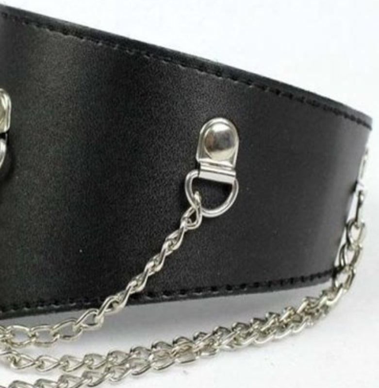 Ladies Fetish Posture Collar with Chains Black Collars and Leads