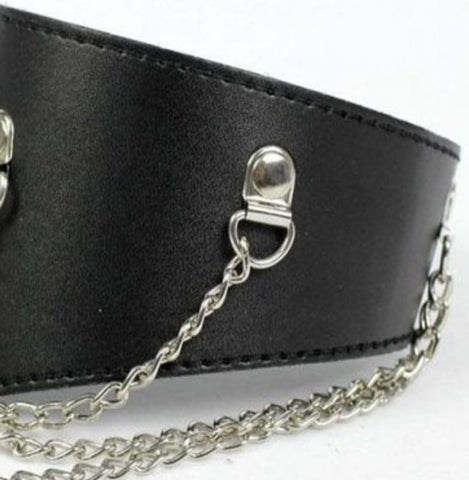 Ladies Fetish Posture Collar with Chains Light Black - Collars and Leads