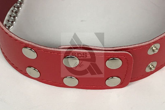 Ladies Fetish Collar With Chains Heavy Red - Fancy Dress Ups