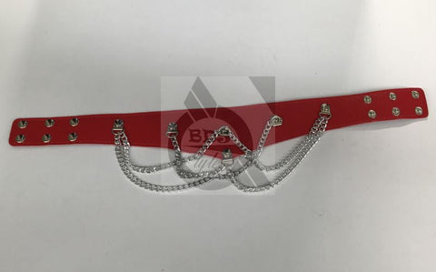 Ladies Fetish Collar With Chains Heavy Red - Fancy Dress Ups