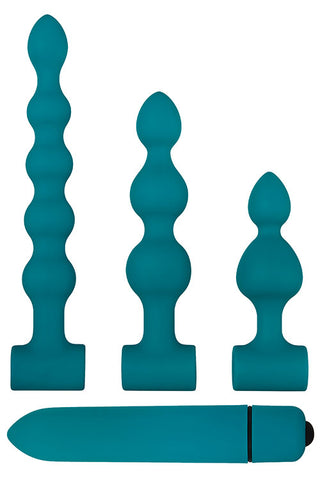 Adam and Eve Vibrating Bumpy Anal Bead Set Green - Anal Beads and Balls