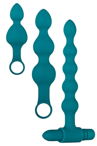 Adam and Eve Vibrating Bumpy Anal Bead Set Green - Anal Beads and Balls