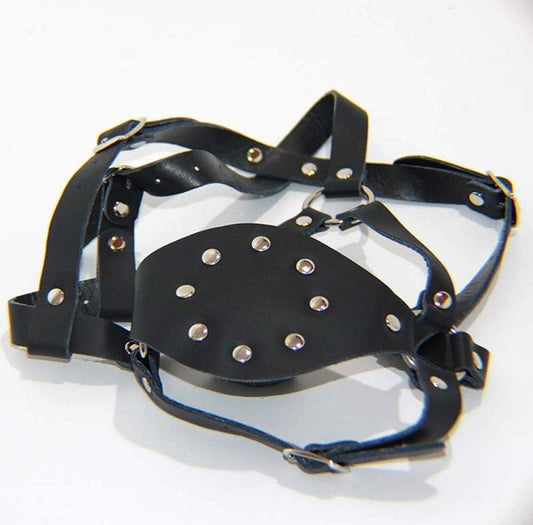 Leather Face Harness with Stuffer Gag Bondage Gags and Bits