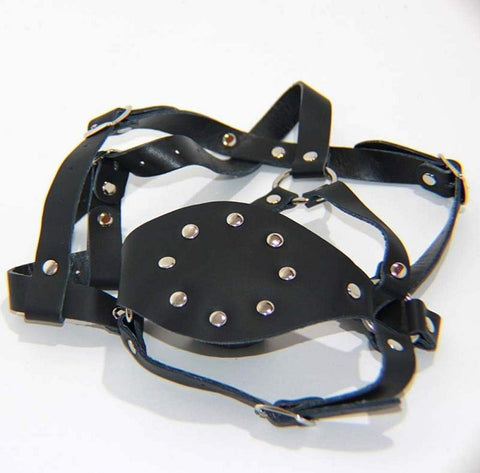 Leather Face Harness with Stuffer Gag - Bondage Gags and Bits