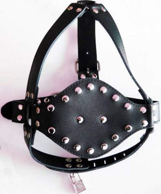 Leather Face Harness with Stuffer Gag Bondage Gags and Bits