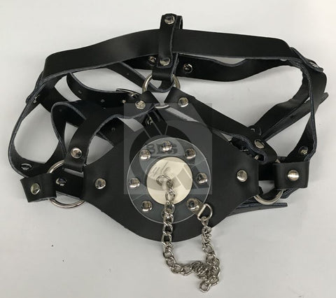 Leather Head Harness Gag with Stopper - Bondage Gags and Bits