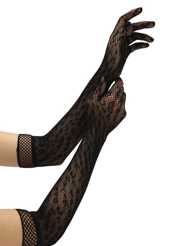 Baci Leopard Lace Opera Glove - Wigs and Gloves