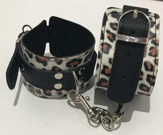 Hell's Couture Wild Leopard Print Wrist Cuffs - Unleash Your Inner Feline - Cuffs and Restraints