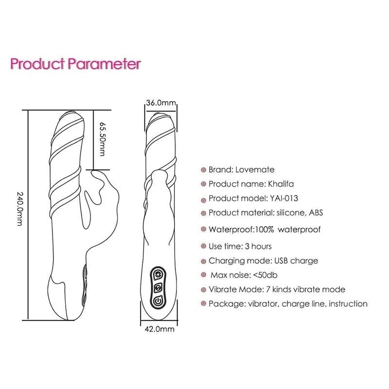 LoveMate Khalifa Rotating Rabbit Vibe Butt Plugs