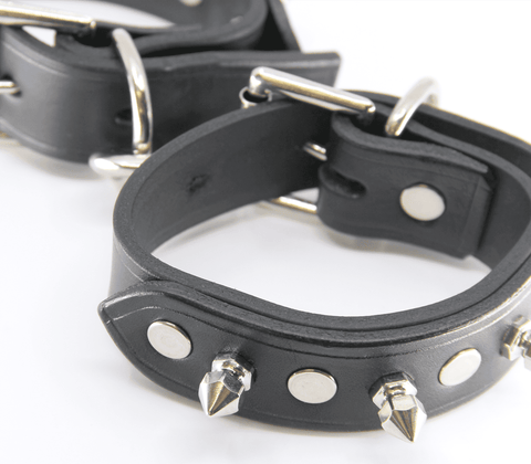 Love In Leather Spiked Leather Ankle Restraints - Cuffs And Restraints