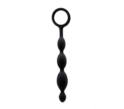 Love In Leather Silicone Anal Beads With Ring Pull - Anal Beads and Balls