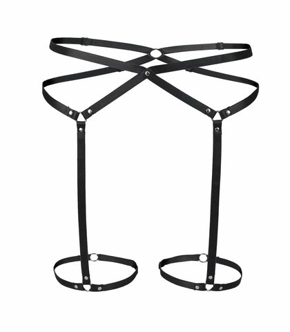 Love In Leather BDSM Play Elastic Leg Harness - Her Fetish