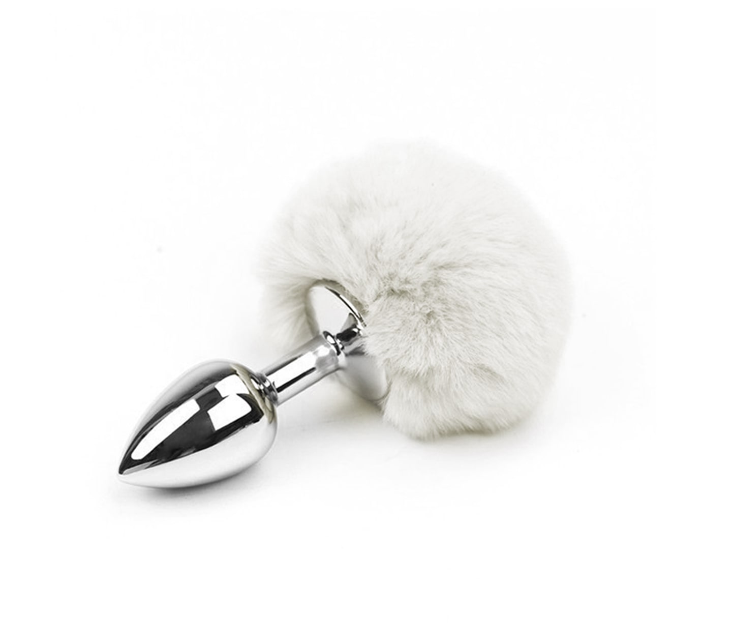 Love In Leather Faux Fur Bunny Tail Anal Plug White Small Butt Plugs