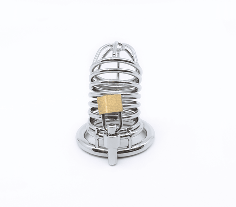 Love In Leather Chrome Male Chastity Cock Cage - Male Chastity