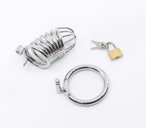Love In Leather Chrome Male Chastity Cock Cage - Male Chastity