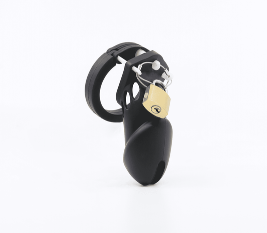 Love In Leather Silicone Male Chastity Cage Long Black Male Chastity