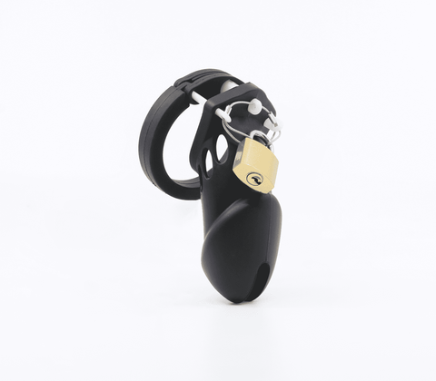 Love In Leather Silicone Male Chastity Cage Short - Male Chastity
