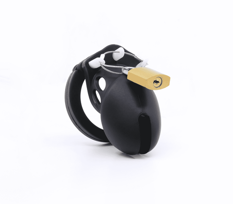 Love In Leather Silicone Male Chastity Cage Short - Male Chastity