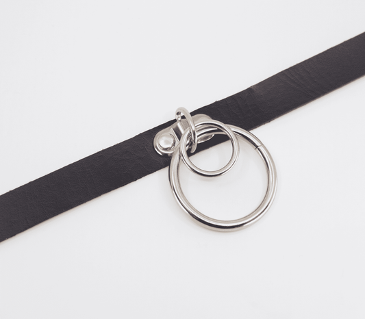 Love In Leather Double Ring Faux Leather Choker - Collars and Leads