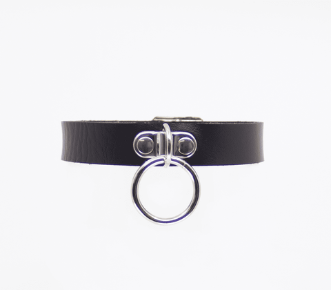 Love In Leather Centre Ring Faux Leather Choker - Collars and Leads