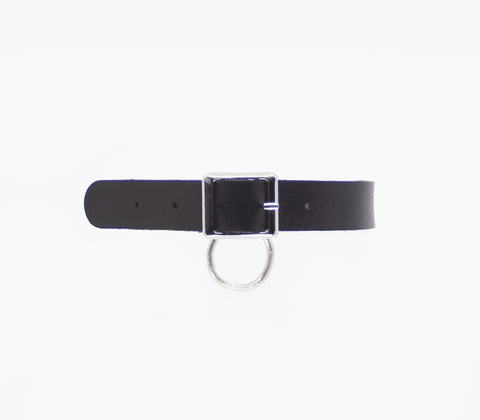 Love In Leather Centre Ring Faux Leather Choker - Collars and Leads