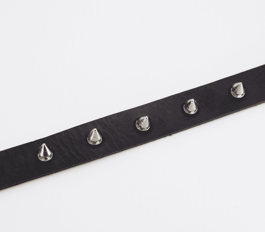 Love In Leather Spiked Faux Leather BDSM Choker - Collars and Leads
