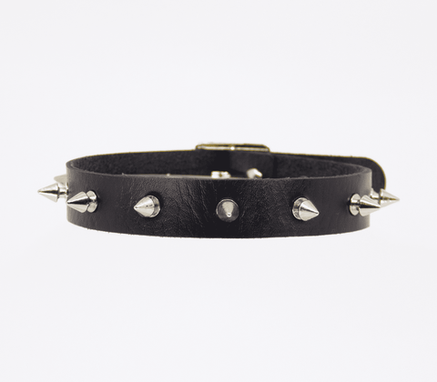 Love In Leather Spiked Faux Leather BDSM Choker - Collars and Leads