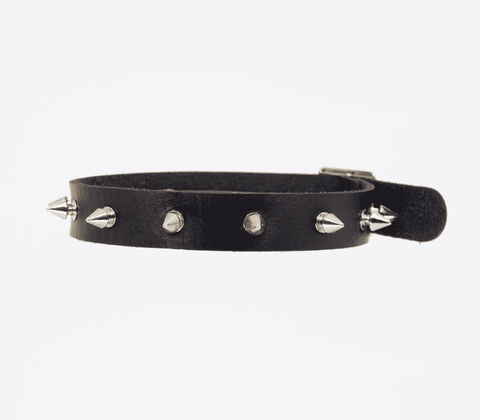Love In Leather Spiked Faux Leather BDSM Choker - Collars and Leads