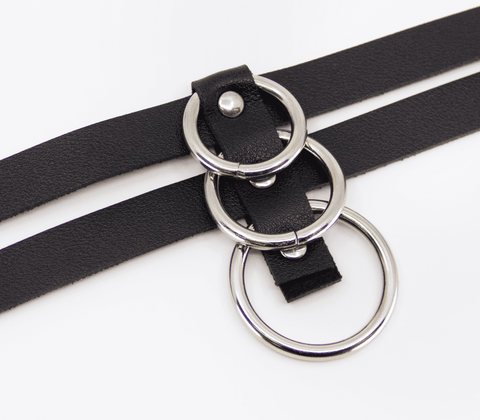 Love In Leather Double Strap Faux Leather Choker - Collars and Leads