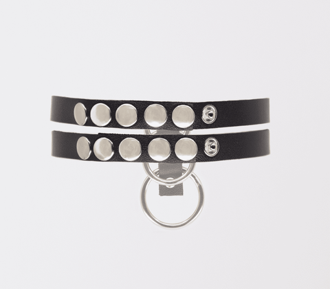 Love In Leather Double Strap Faux Leather Choker - Collars and Leads