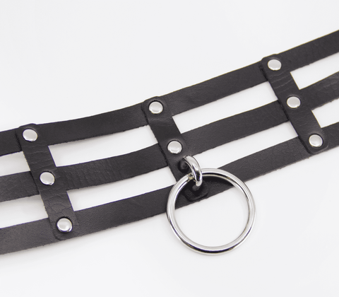 Love In Leather Triple Strap Faux Leather Choker - Collars and Leads