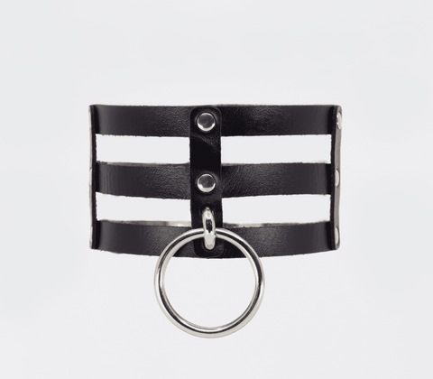 Love In Leather Triple Strap Faux Leather Choker - Collars and Leads