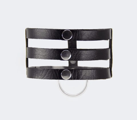 Love In Leather Triple Strap Faux Leather Choker - Collars and Leads